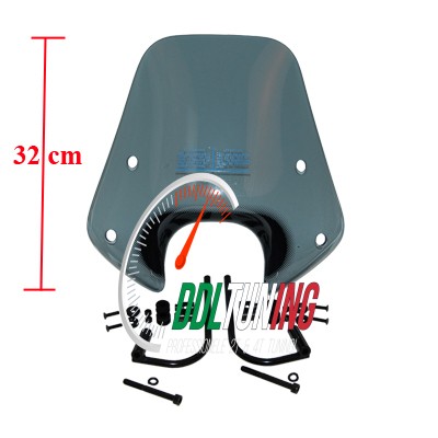 WINDSCHERM LAAG + BEV. SET ZIP2000 32CM SMOKE PIAGGIO ORIG 672481