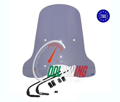 WINDSCHERM HOOG + BEV. SET (MADE IN EU) MOD. ORIG VESPA SPRINT SMOKE