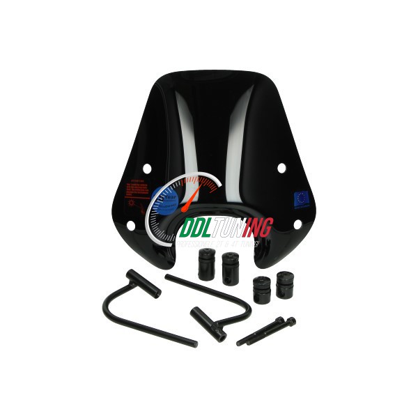 WINDSCHERM + BEV. SET LAAG (MADE IN EU) ZWART GLANS ZIP2000